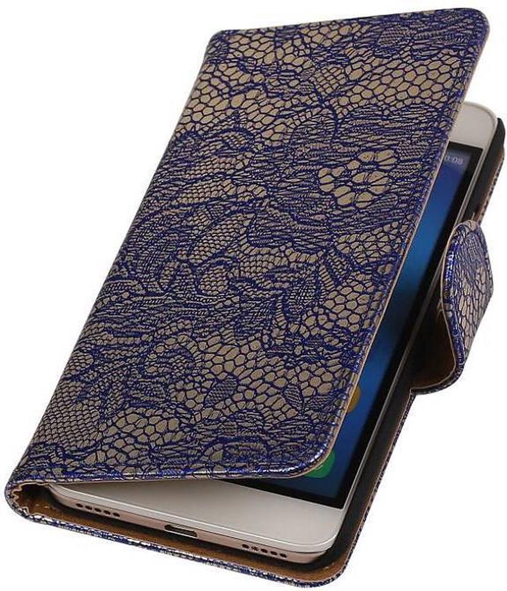 Lace Bookstyle Wallet Case Hoesjes Geschikt voor Huawei Honor 4 A / Y6 Blauw