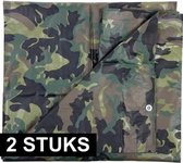2x Groene camouflage afdekzeilen / dekzeilen - 2 x 3 meter - dekkleed / zeil