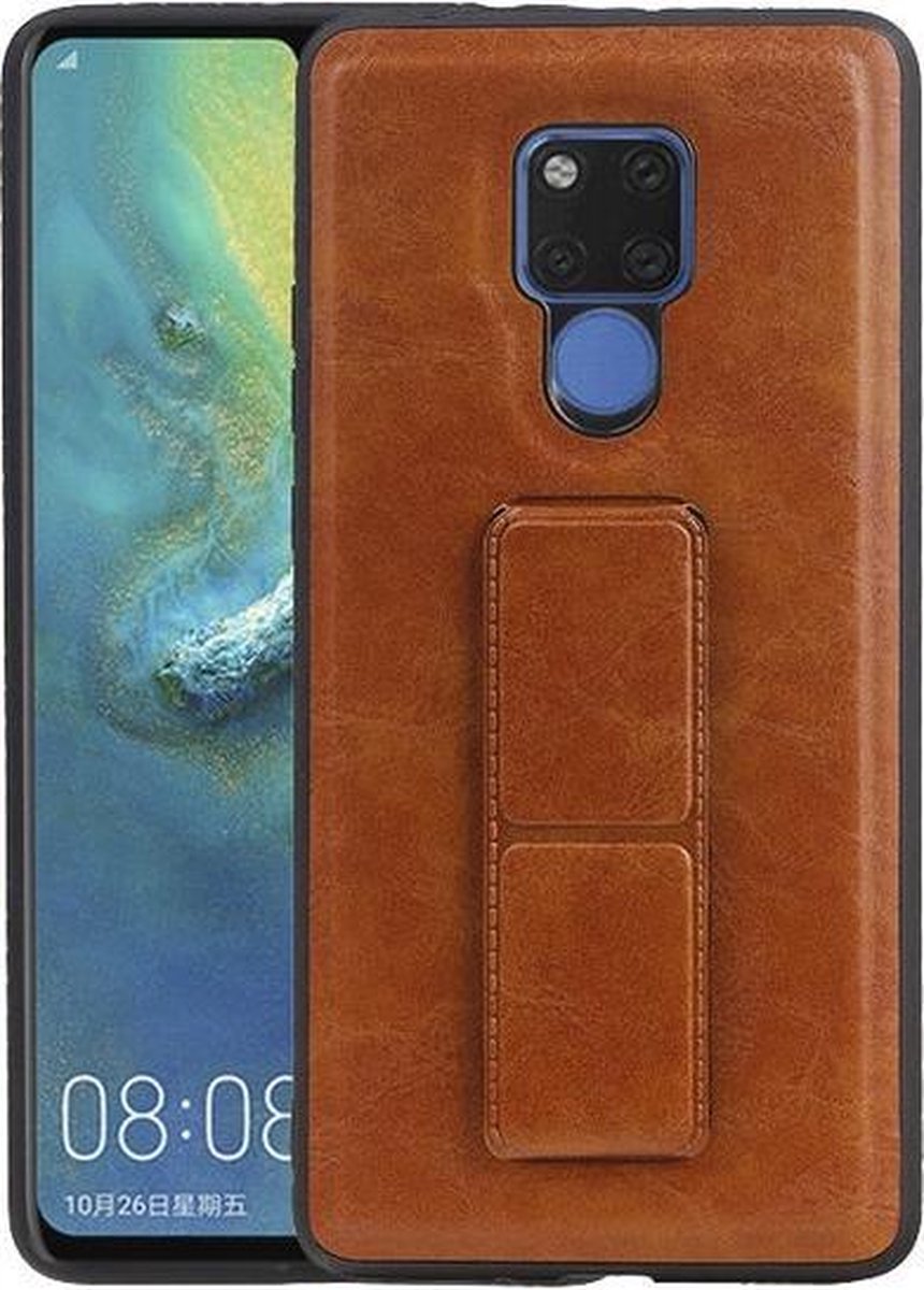 Grip Stand Hardcase Backcover voor Huawei Mate 20 X Bruin