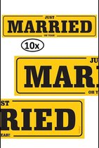 10x Nummerbord karton Just Married - Huwelijk trouwen just married decoratie