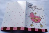 8x uitnodiging met envelop - Babyshower - roze