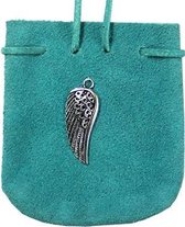 Sac à pierres précieuses Green Tree Suede turquoise Angel Wing