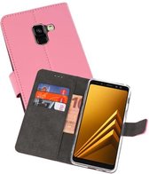 Booktype Telefoonhoesjes - Bookcase Hoesje - Wallet Case -  Geschikt voor Samsung Galaxy A8 2018 - Roze