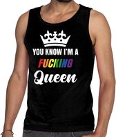 Zwart You know i am a fucking Queen gay pride tanktop heren L
