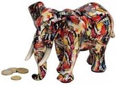 Luxe spaarpot olifant rood van keramiek 22 cm - Olifanten safaridieren spaarpotten - Cadeau idee