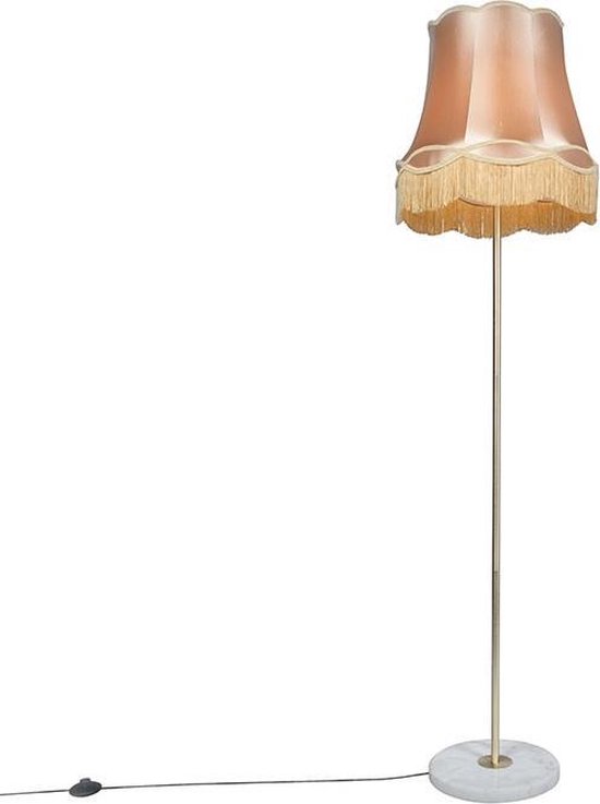 QAZQA kaso - Retro Vloerlamp | Staande Lamp met kap - 1 lichts - H 1750 mm - Goud - Woonkamer | Slaapkamer | Keuken