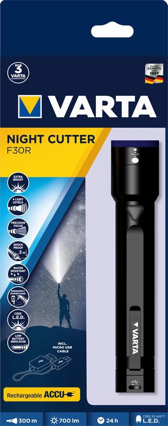 Torche rechargeable VARTA Night Cutter F30R 300 ml - 18901101111 