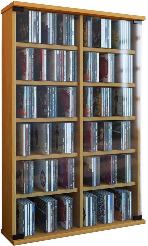 Meubles de rangement armoire CD DVD Roma avec portes en verre (hêtre) |  bol.com