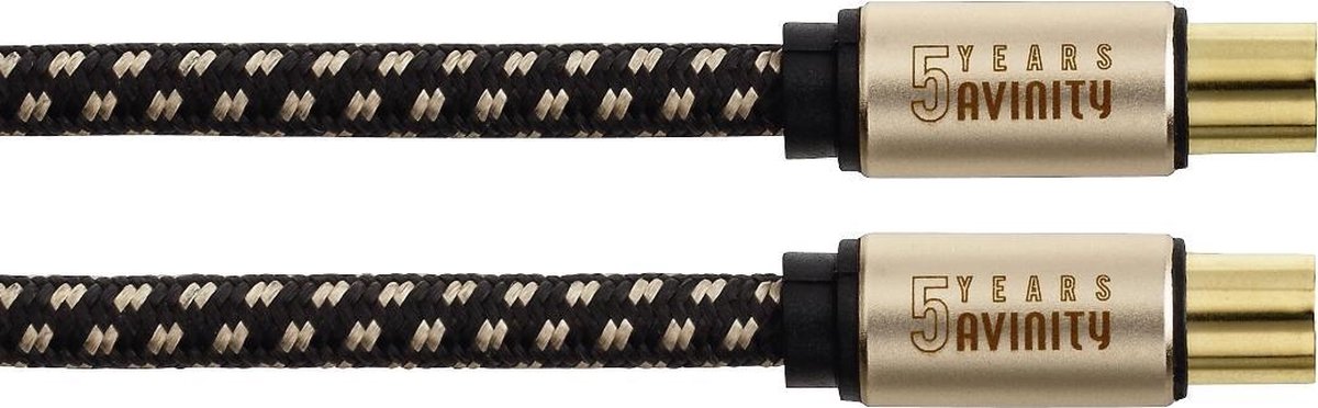 Avinity 1.5m, 2xCoax coax-kabel Zwart, Goud