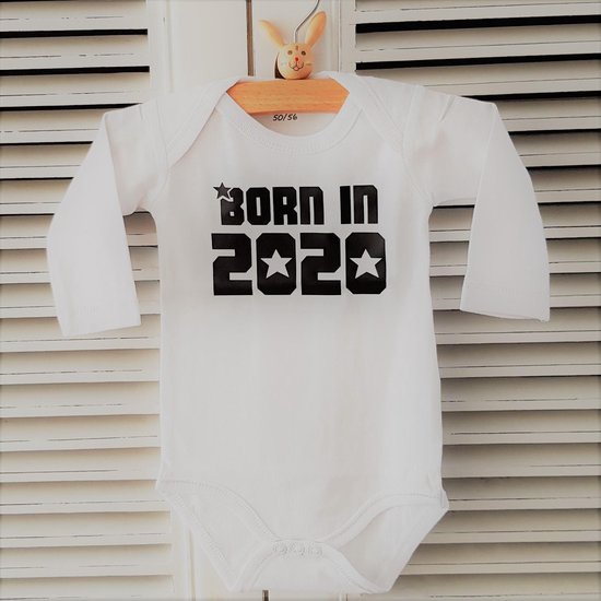 Welp bol.com | Baby Bodytje new born unisex met tekst Born in 2020 KC-13