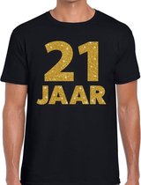 21 jaar goud glitter verjaardag kado shirt zwart heren M