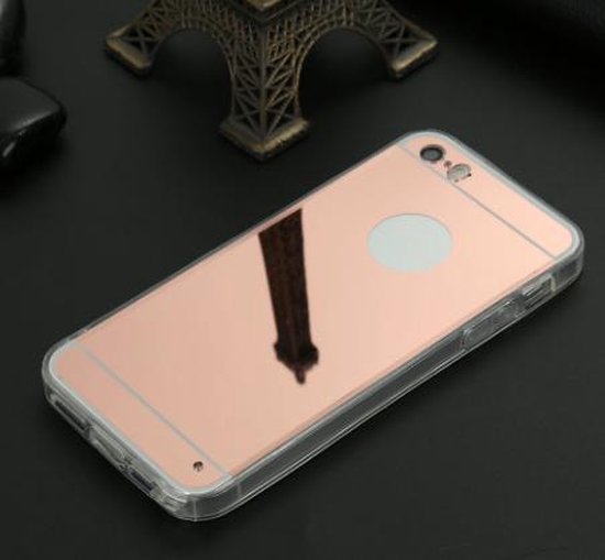 Smeltend Vermomd mot geschikt voor Apple Iphone 5 / 5S / SE Spiegel hoesje (roze/goud) | bol.com