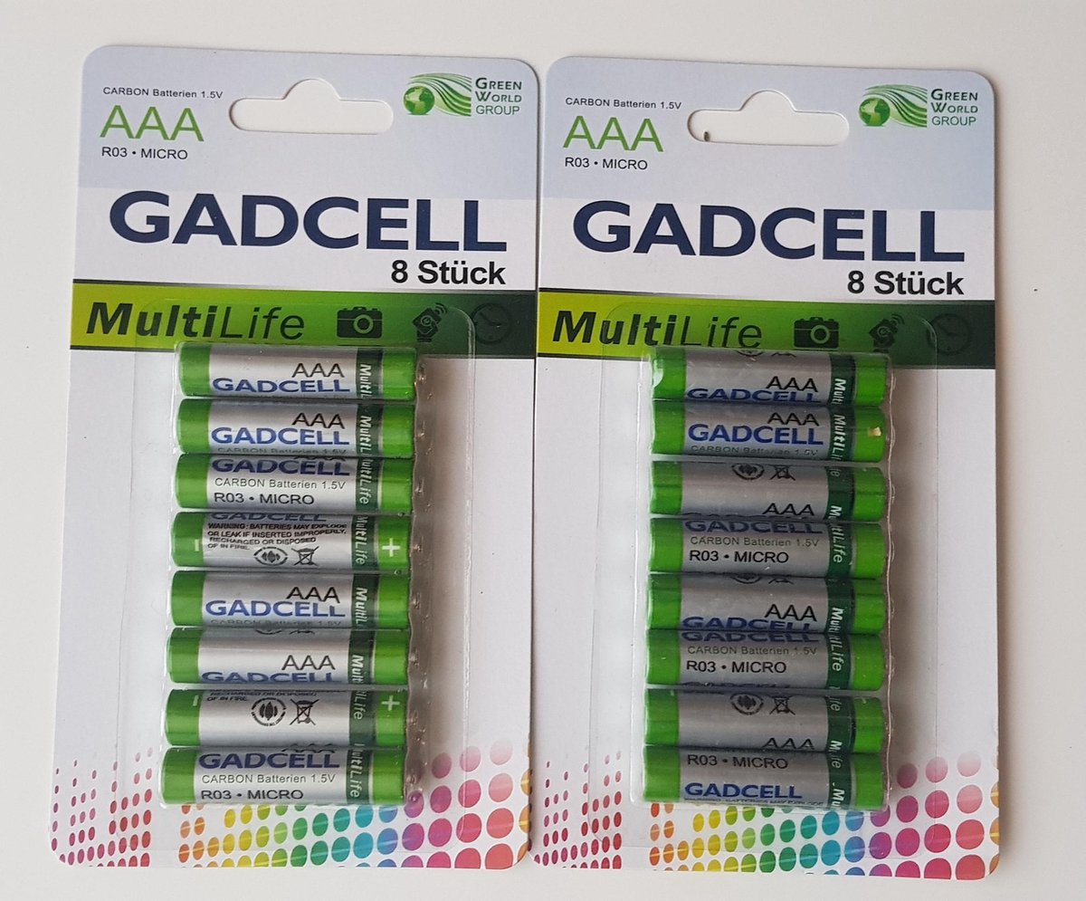Gadcell carbon 1.5 V AAA R03 batterij MultiLife 2 pakken per bestelling