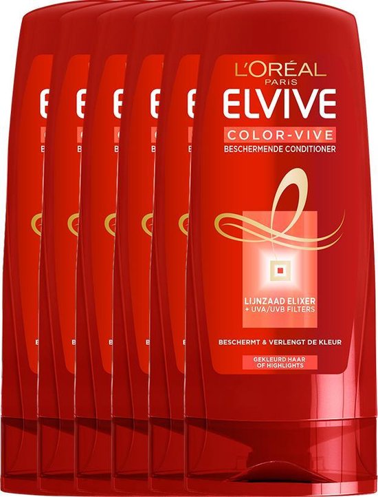 L'Oréal Paris Elvive Color Vive Conditioner - 6 x 200 ml - Gekleurd Haar - Voordeelverpakking