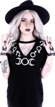 Restyle Dames Tshirt -M- Symbols v-neck Zwart