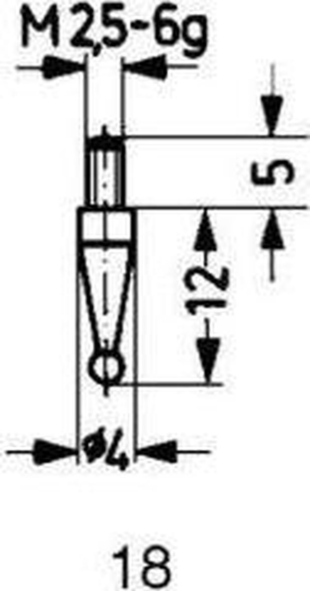 KÄFER Meetinstr.D.1mm KGL M2,5 STA voor meetklokken 62034
