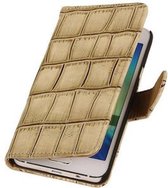 Mobieletelefoonhoesje.nl - Samsung Galaxy A5 Hoesje Glans Krokodil Bookstyle Beige