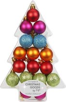 17x Gekleurde mix kunststof kerstballen pakket 3 cm - Kerstboomversiering gekleurd