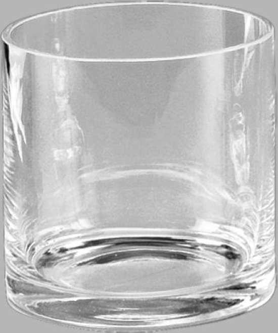 Transparante home-basics cilinder vorm vaas/vazen van glas 15 x 15 cm - Bloemen/takken/boeketten vaas voor binnen gebruik