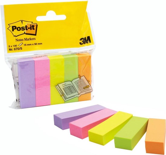 M Post-it index notes - 670/5 papier ultra - 5 kleuren | bol.com