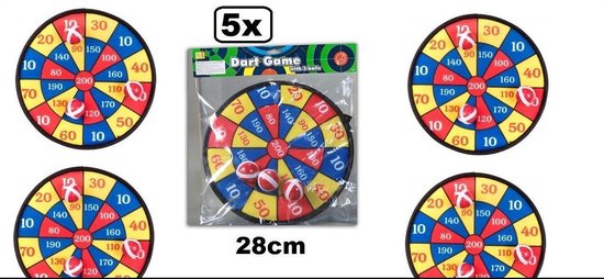 Afbeelding van het spel 5x Kids Fun dartbord klittenband 28 cm 4-delig