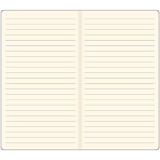 Pagina van een notitieboek met horizontale lijntjes, crèmekleurig.