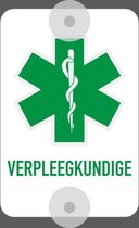 Autobord logo verpleegkundige 10cm x 15cm met zuignappen