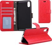 Hoes voor iPhone X Flip Case Cover Flip Hoesje Book Case Hoes - Rood