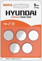 Hyundai - CR2016 Knoopcel Batterij - Lithium - 5 stuks