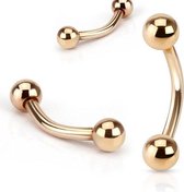 Wenkbrauwpiercing rond gold plated rose kleur 1.2x8