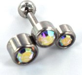 Helix piercing 3 steentjes rond multi kleur