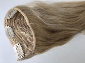 Extension a clip Vrais cheveux européens * 1 pièce, 28 cm d'oreille à oreille pour beaucoup de volume * 100 grammes * 50 cm * blond clair * points épais et complets