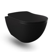 Creavit toilet met spoelrand in mat zwart inclusief zitting FE320