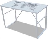Computer bureau Glas Wereldkaart (Incl organizer) - Computerbureau - Werktafel - Schrijftafel - Tekentafel