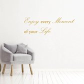 Muursticker Enjoy Every Moment Of Your Life -  Goud -  120 x 42 cm  -  woonkamer  engelse teksten  alle - Muursticker4Sale