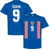 Kroatië Suker 1998 Retro T-Shirt - Blauw - XXL