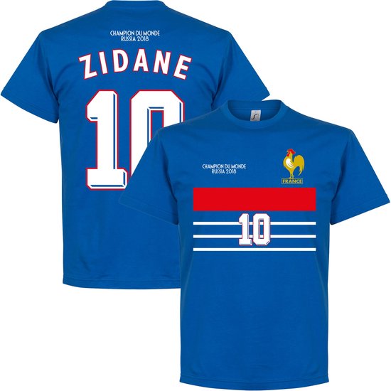 Frankrijk Champions 1998 Retro T-Shirt + Zidane 10 - S