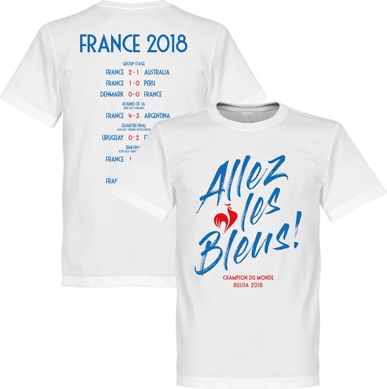 Frankrijk Allez Les Bleus WK 2018 Road To Victory T-Shirt - Wit - XS