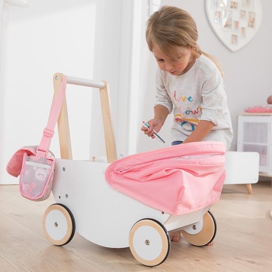 Howa Houten Poppenwagen met Opvouwbare Kap - Model 2550
