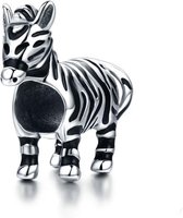 Tracelet - Zilveren bedels - Bedel zebra | Zilveren bead bedel met emaille | 925 Sterling Zilver - Pandora Compatible - Met 925 Zilver Certificaat - Tip voor Valentijn