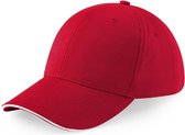 Senvi Sportieve Cap/Pet Geborsteld Katoen - Kleur: Rood/Wit