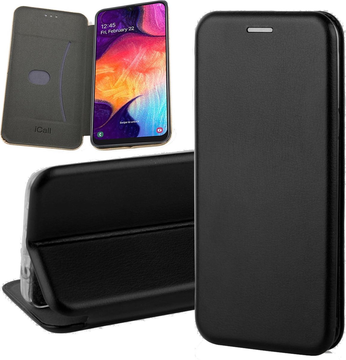 Hoesje geschikt voor Samsung Galaxy A30s - Book Case Kunstleer ThinShield Zwart