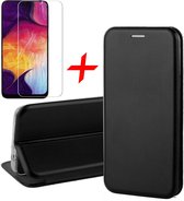 Hoesje geschikt voor Samsung A30s en Screenprotector - Book Case Wallet + Screen Protector - Zwart
