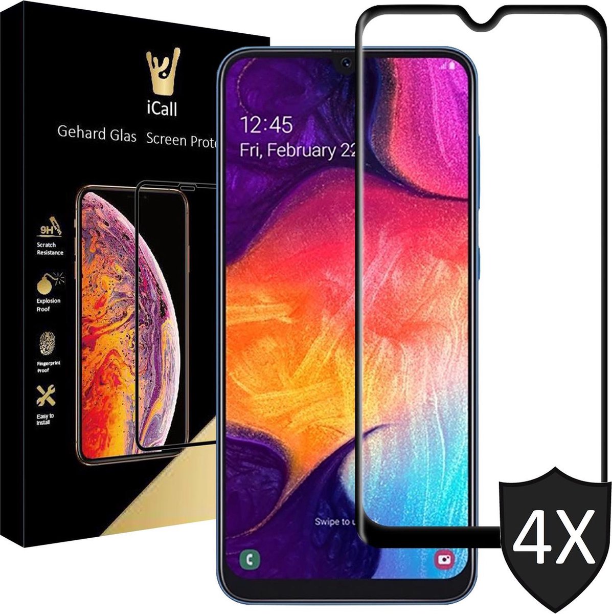 Screenprotector geschikt voor Samsung Galaxy A30s - 4x FullGuard Glas Screen Protector