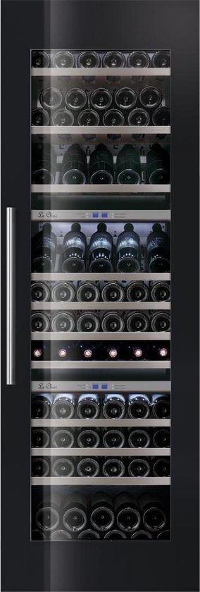 Le Chai Inbouwwijnkast 3 temperatuurzones LTN895 - 178 cm - stil (38 dB) - Zwart - Anti UV glasdeur - Trillingsvrij - 10 plateaus (incl. 2 Presenteerlades)