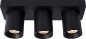 Lucide NIGEL - Plafondspot - LED Dim to warm - GU10 - 3x5W 2200K/3000K - Zwart