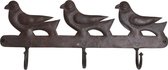 Kapstok Birds - Vogels - Gerecycled Metaal - 3 Haken - Zwart - 35 x 15 x 5 cm