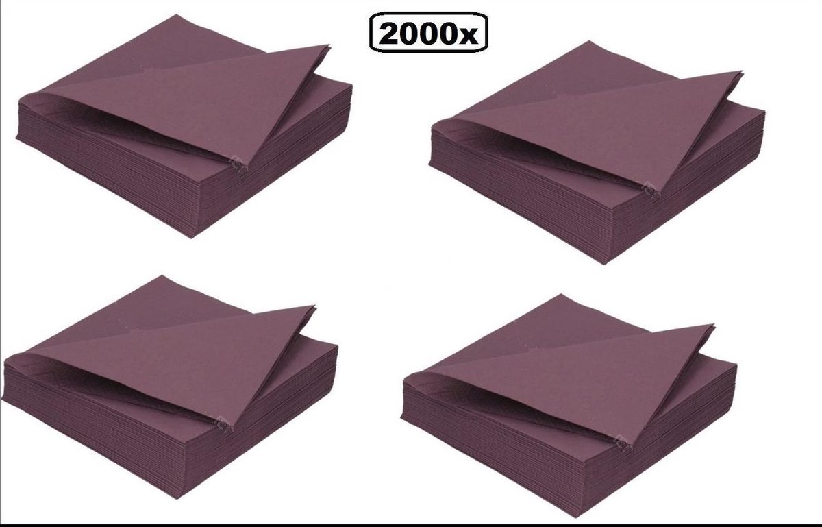 2000x Servet 33cm 2 laags paars - servetten tissue diner eten festival snack carnaval festival evenement biologisch afbreekbaar kerst thema feest