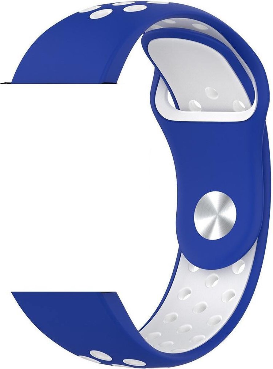 KELERINO. Siliconen bandje geschikt voor Fitbit Versa 2 (Lite) - Blauw / Wit