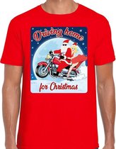 Fout Kerstshirt / t-shirt - Driving home for christmas - motorliefhebber / motorrijder / motor fan rood voor heren - kerstkleding / kerst outfit M